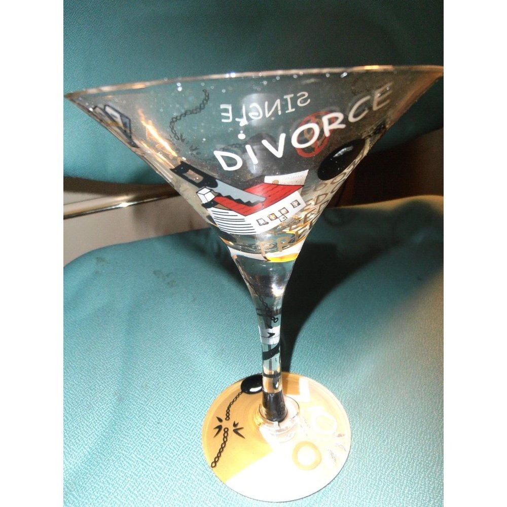 Lolita Divorce-Tini Hand Painted 10 oz Martini Glass NIB
